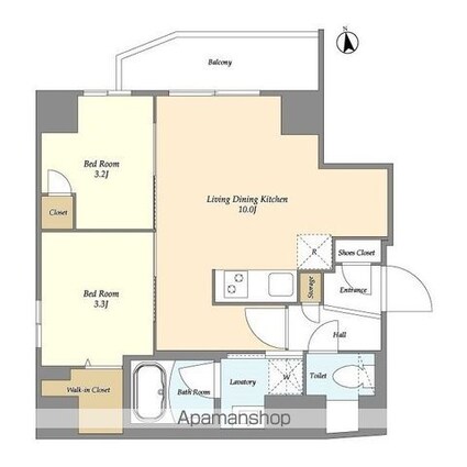 グランカーサ上野松が谷[2LDK/40.3m2]の間取図