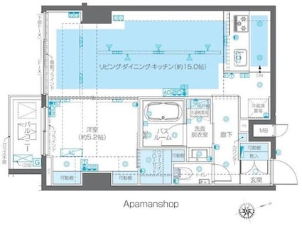 ＺＯＯＭ広尾[1LDK/50.91m2]の間取図