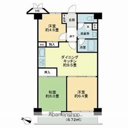 ライオンズマンション多摩永山第３[3DK/56.92m2]の間取図