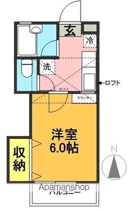 羽根木パークヒルⅡ[1K/19.22m2]の間取図