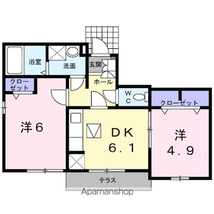 レジデンス　ミモザ[2DK/41.39m2]の間取図