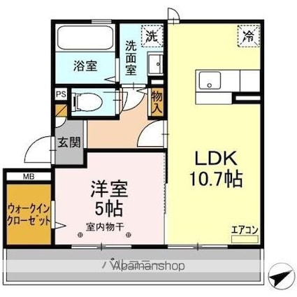 ウェルデンス幕張[1LDK/40.68m2]の間取図