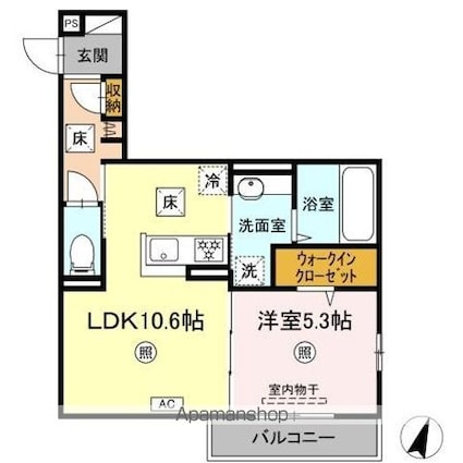段原陽和荘[1LDK/42.24m2]の間取図