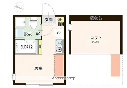 ハーモニーテラス白鷺Ⅱ[1R/19.99m2]の間取図