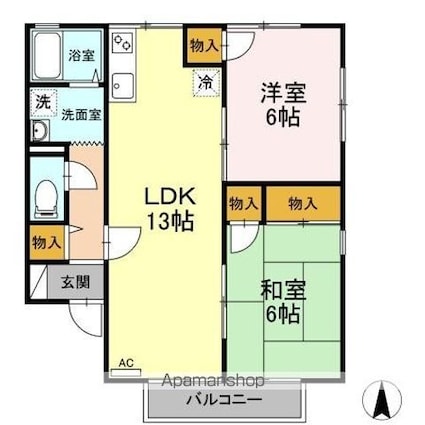 セジュール永木　Ａ棟[2LDK/57.24m2]の間取図