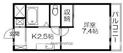 ドミトリーユー[1K/22.8m2]の間取図