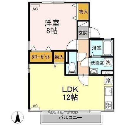 メゾンクレール　Ｂ[1LDK/47.91m2]の間取図