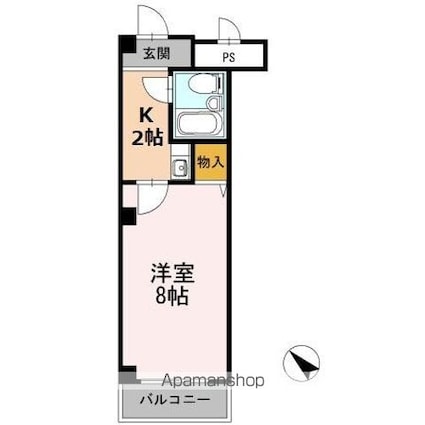 エメラルドリーフ[1K/23.03m2]の間取図