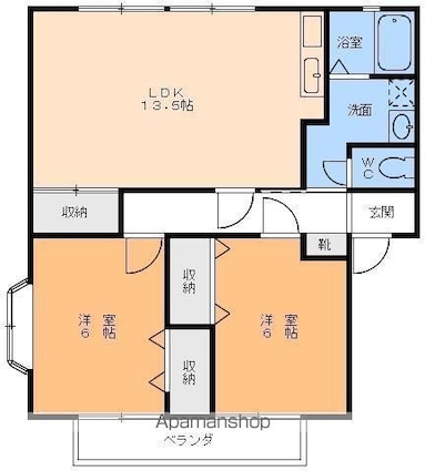 サンガーデン桑原[3DK/60.35m2]の間取図