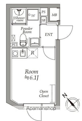 アトリオフラッツ野方[1R/16.44m2]の間取図