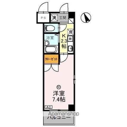 レイクヴュー堅田[1K/23.21m2]の間取図