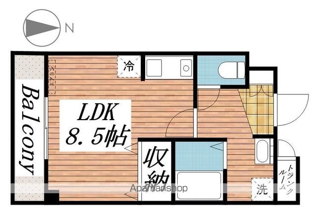 フェリシェカーサおおた[1R/25.13m2]の間取図