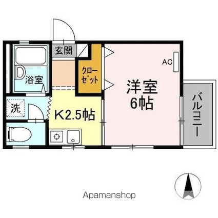 山城ＴＯＣ[1K/21.47m2]の間取図