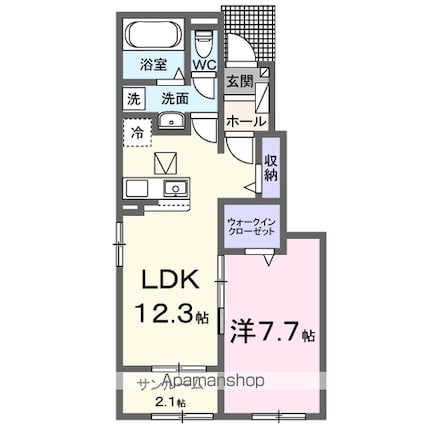 和歌山県岩出市中迫[1LDK/50.14m2]の間取図