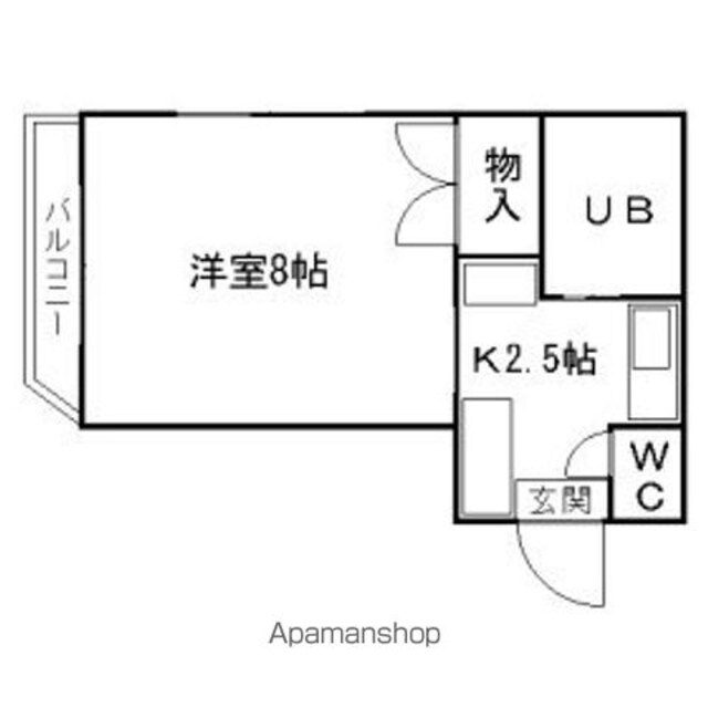 岡山県岡山市北区伊島町３丁目[1K/23.6m2]の間取図