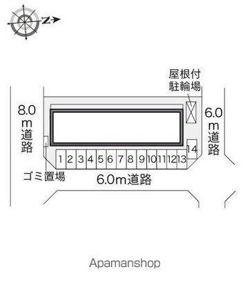 レオパレスアルファ[1K/23.71m2]の配置図