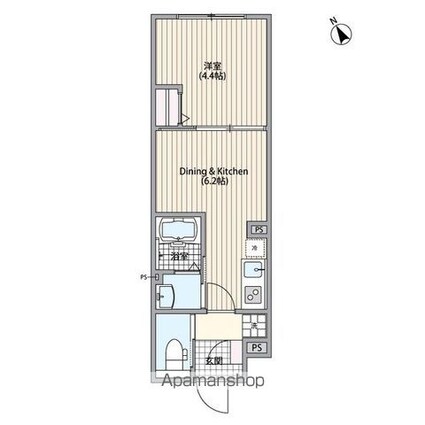 エルファーロ三軒茶屋Ⅵ[1DK/25.67m2]の間取図
