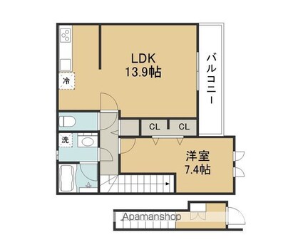 ホワイトレーク大萱[1LDK/53.15m2]の間取図