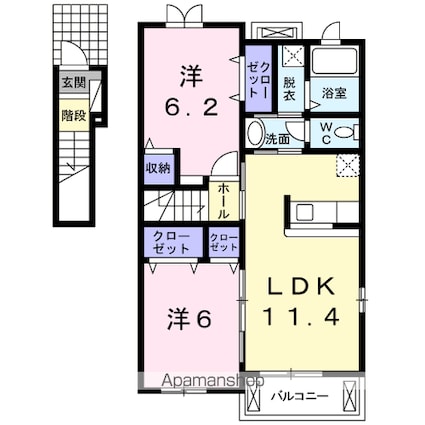 アルバーダⅢ[2LDK/57.12m2]の間取図