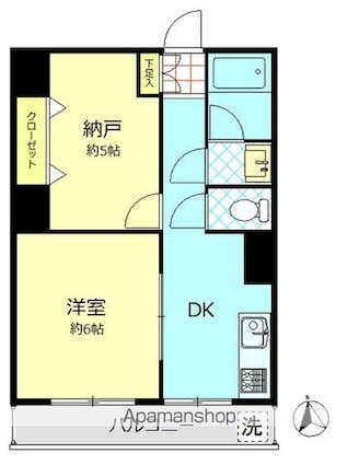 峰マンション[1SDK/37.56m2]の間取図