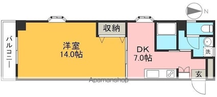 ハイツグランマーム[1DK/46.17m2]の間取図