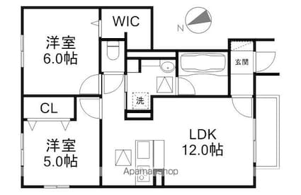 ヴィステリア・スクエアＢ[2LDK/54.05m2]の間取図