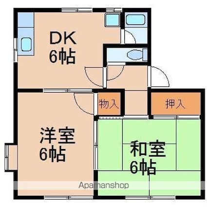 コーポ京のゆきわ[2DK/39.75m2]の間取図