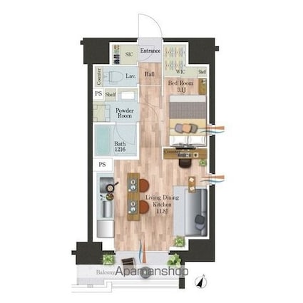 ＯＲＳＵＳ板橋本町[1LDK/38.06m2]の間取図
