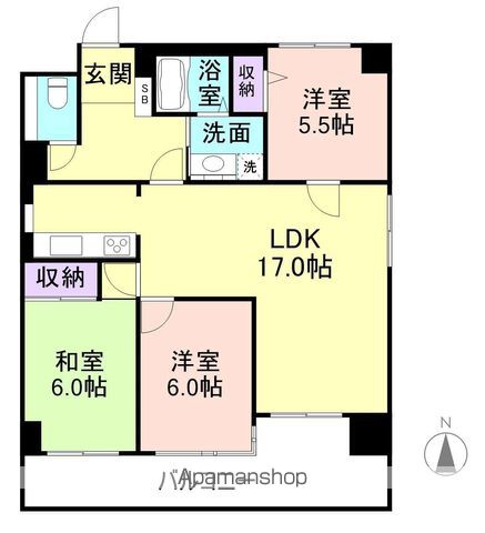 【和歌山市三木町南ノ丁のマンションの間取り】