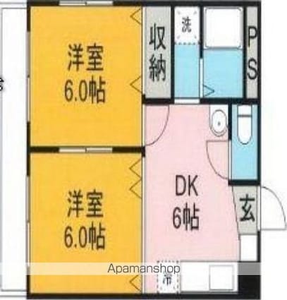 眞和ビル[2DK/39.69m2]の間取図