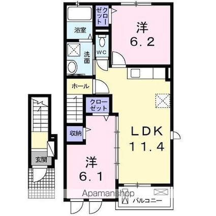 香川県高松市木太町[2LDK/55.86m2]の間取図