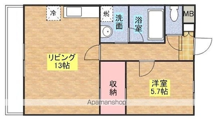 クレストタウン[1LDK/46.81m2]の間取図