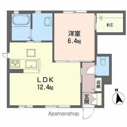 シャーメゾンＭｅｄｉｕｓ　Ａ棟[1LDK/45.13m2]の間取図