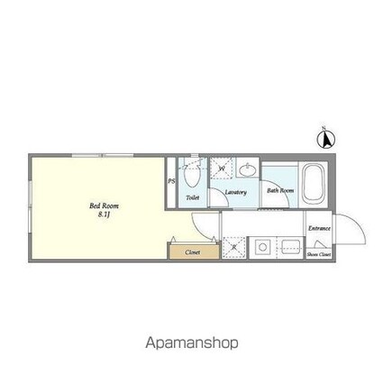 Ｅｓｐａｃｅ等々力[1K/26.1m2]の間取図