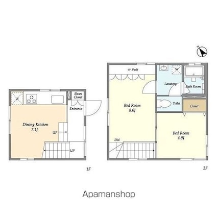ＴＡＫＡＮＡＷＡ　ＣＵＢＥ　Ｅａｓｔ[2DK/47.52m2]の間取図