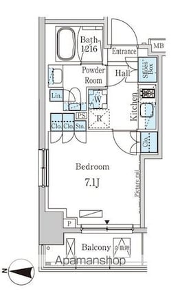 パークアクシス錦糸町ＷＥＳＴ[1K/25.24m2]の間取図