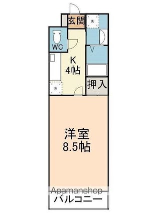クレディハイツ[1K/27.16m2]の間取図