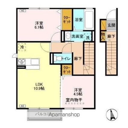 フィオーレ　弐番館[2LDK/55.32m2]の間取図