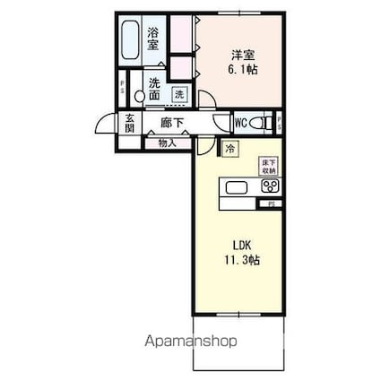 ラ　ルーチェ一里山[1LDK/45.02m2]の間取図
