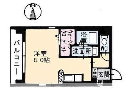 サンハート[1R/31.46m2]の間取図