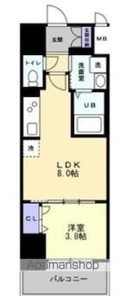 香川県高松市中新町[1LDK/30.39m2]の間取図