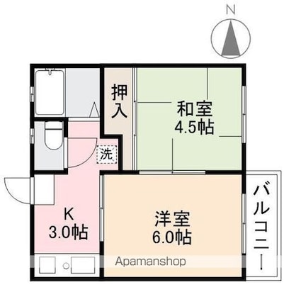 ファミール花園[2K/29.81m2]の間取図