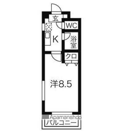 愛知県名古屋市西区城西３丁目[1K/24.09m2]の間取図