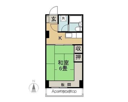 長野県長野市中御所３丁目[1K/24.93m2]の間取図
