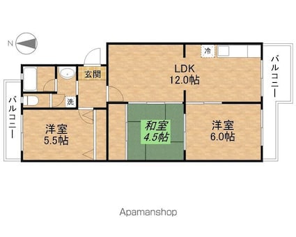 滋賀県大津市国分１丁目[3LDK/59m2]の間取図
