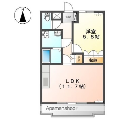 茨城県水戸市吉沢町[1LDK/44m2]の間取図