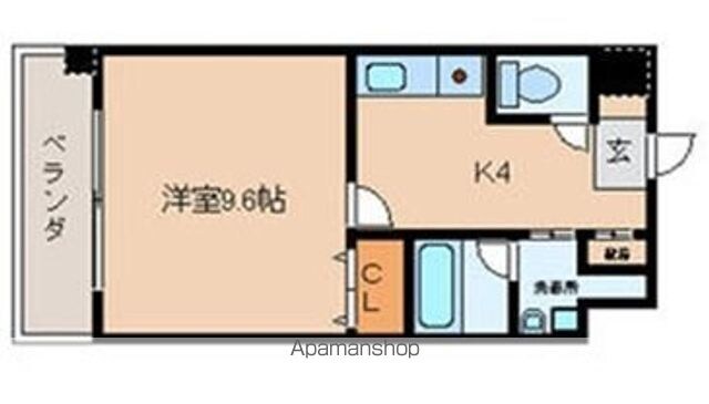 広島県広島市中区河原町[1K/32.83m2]の間取図