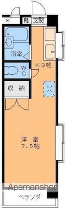 ロイヤルヒルズガーデン[1R/22.8m2]の間取図