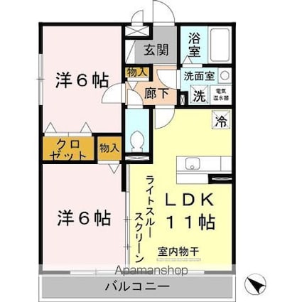 グランフォーレ[2LDK/52.8m2]の間取図
