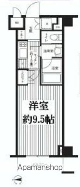 グランハイツ東新宿[1K/28.07m2]の間取図